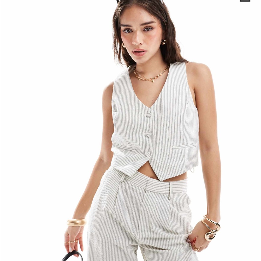 Mango Vest pinstriped